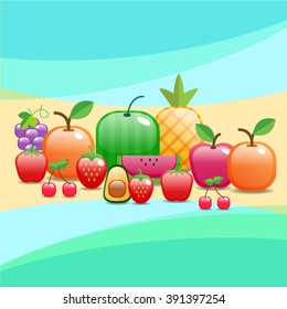 Fruit set all Icon  Illustration