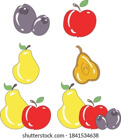 fruit set apple vector food
