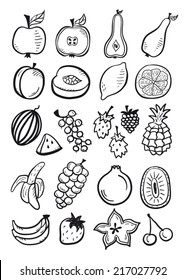 Fruit set black and white
