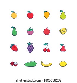 Fruit set collection Vector Illustration