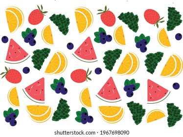 Fruit set color drawing vector illustration