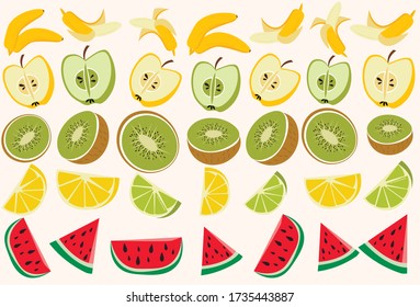 fruit set. A lot of delicious fruit. Tropical set.
