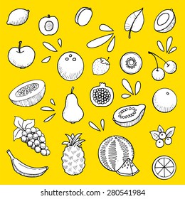 fruit set, hand drawn, vector illustration