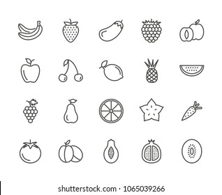 Fruit set icon vector. Outline fresh food collection. Trendy flat natural fruit sign design. Thin linear graphic pictogram isolated for web site, mobile application. Logo illustration. Eps10.