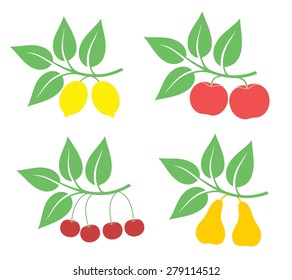 Fruit set. Isolated fruit on white background