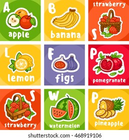 fruit set with letters