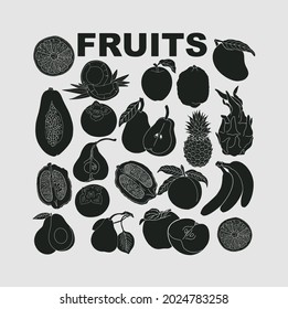 Fruit set for use in product logos. Vector.