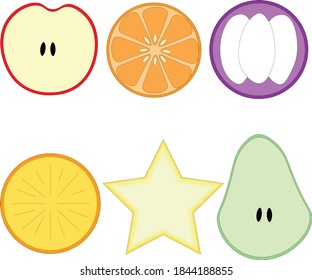 Fruit set vector cartoon object