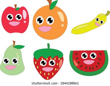 Fruit set vector cartoon object