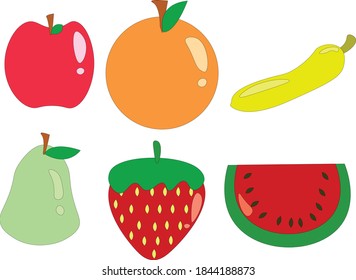 Fruit set vector cartoon object