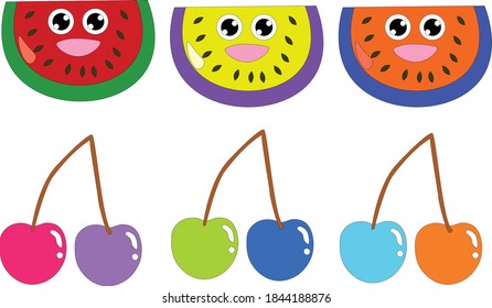 Fruit set vector cartoon object