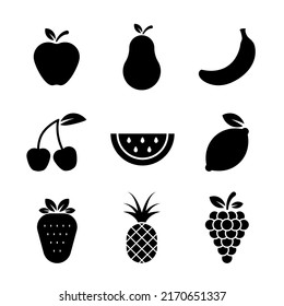 Fruit set vector icon on white background