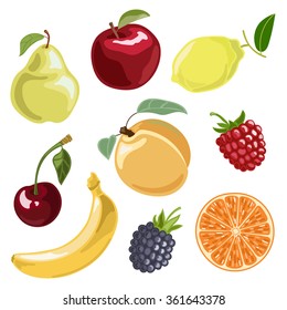 The fruit set. Vector illustration in cartoon style.
