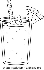 Fruit Shake Summer Isolated Coloring Page for Kids