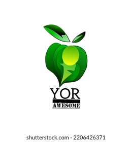 forma de fruta en el logotipo de ilustración