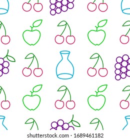 Fruit shape vector pattern. Saturated colors