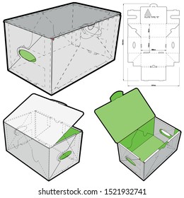 Fruit Shipping Box , Fruit Shopping Box (Internal measurement 16.5 x 10.4+ 8.6 cm) and Die-cut Pattern. The .eps file is full scale and fully functional. Prepared for real cardboard production.