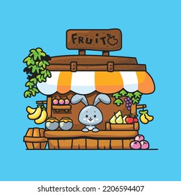 Fruit Shop animal mascot drawing illustration