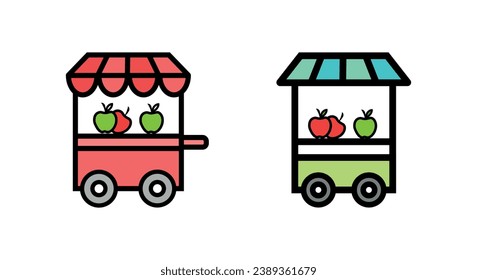 Fruit shop Icon Vector Illustration. Fruit shop Lineal Color Icon