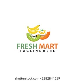 a fruit shop logo serving fresh fruit with logo design vector illustration