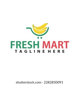 a fruit shop logo serving fresh fruit with logo design vector illustration