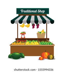 fruit shop traditional on vector