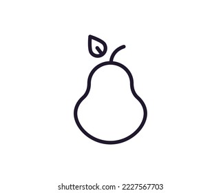 Fruit sign. Minimalistic isolated sign in line style. Perfect for stores, shops, web sites, adverts, UI. Editable stroke. Vector isolated icon of pear 