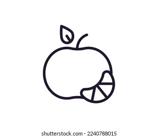Fruit sign. Minimalistic isolated sign in line style. Perfect for stores, shops, web sites, adverts, UI. Editable stroke. Vector isolated icon of orange 