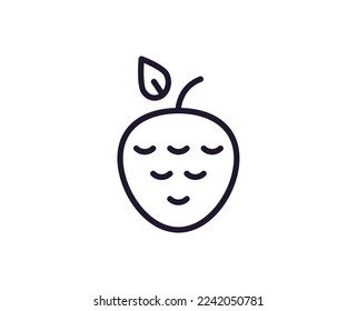 Fruit sign. Minimalistic isolated sign in line style. Perfect for stores, shops, web sites, adverts, UI. Editable stroke. Vector isolated icon of strawberry 
