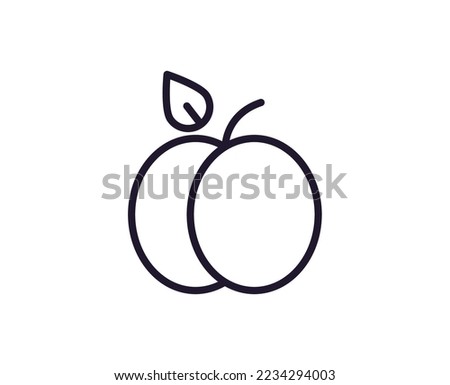 Fruit sign. Minimalistic isolated sign in line style. Perfect for stores, shops, web sites, adverts, UI. Editable stroke. Vector isolated icon of peach 
