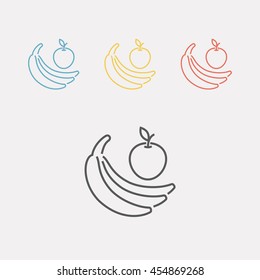 Fruit sign. Vegan diet icon. Vector line illustration.