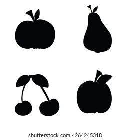 fruit silhouette black vector on white background