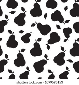 Fruit silhouette seamless pattern. Pear ornamental background
