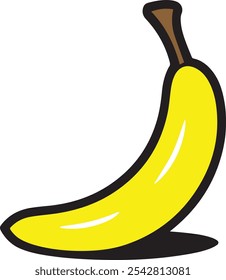 Fruit Silhouette Series: Bold Banana Icon in Yellow and Black realistic