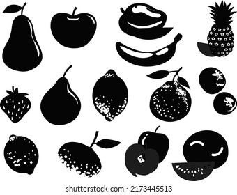 
Fruit silhouettes Premium vector collection