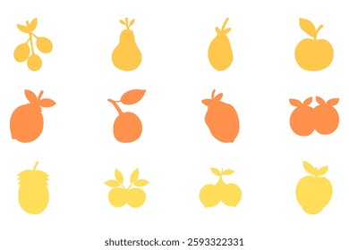 Fruit simple icon set. Food flat design