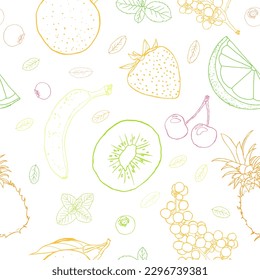 Fruit sketch art illustration seamless pattern vector