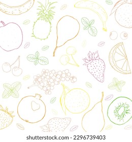 Fruit sketch art illustration square composition vector