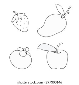 fruit sketch on an isolated white background