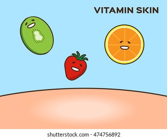 fruit for skin cartoon vector , kiwi strawberry and orange