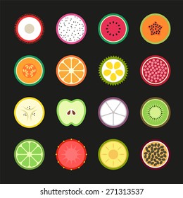 Fruit Slice Flat, Vector Design illustration