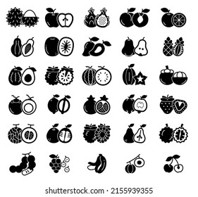 Fruit slice glyph icon set, Vector, Illustration.
