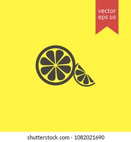 fruit slice. fruit slice icon. sign design. yellow background.