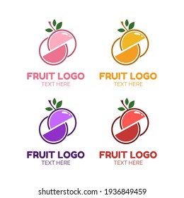Logotipo de jugo de corte de frutas diseño simple de concepto ilustración vectorial