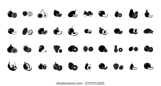 Fruit Slice Silhouette Icon Set Black Food Illustration Collection