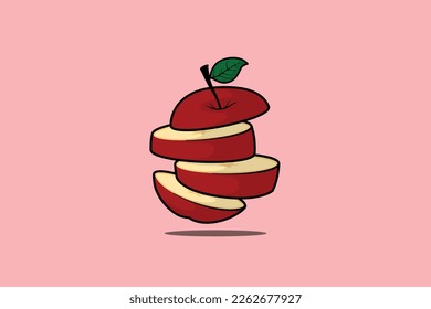 Fruit sliced ​​apple on pink background