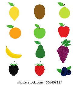 Fruit Slices Collection Vector Design Stock Image. Fruit Vector Collection such as Lemon, Kiwi, Guava, Grapefruit, Apple, Banana, Avocado, Grape, Berry Fruit