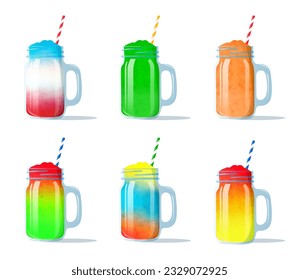 Fruit Slush Ice Drink In Glass Jar Slushy Illustration