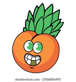 Fruit Smile expression, mouth eyes, tasty emoji, vector cartoon line style, toothless, Colourfull tooth.