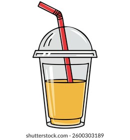 Fruit smoothie in cup isolated vector illustration on white background